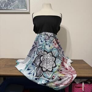 Colorful Spaghetti Strap Dress with Mandala Print and Tie Back Size XXL
